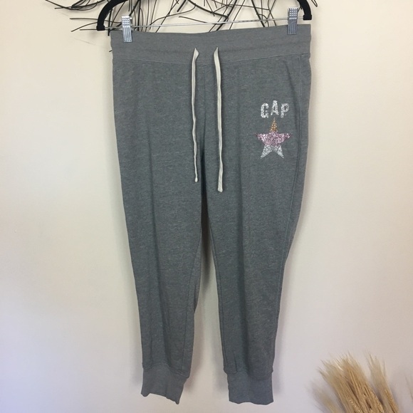 GAP Sweatpants joggers. Glitter star. Gray pink - Picture 1 of 4